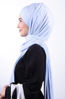 Combed Cotton 3-Striped Shawl Baby Blue
