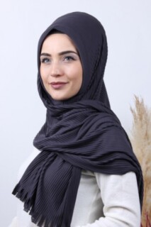Pleated Hijab Shawl Smoked