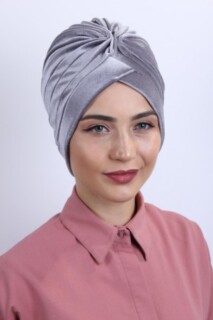 Velvet Nevru Bonnet Gray - 100283078 - Hijab