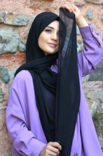 Châle Mousseline Uni Noir - Hijab
