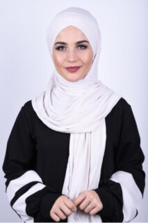 شال قطن منسوج 3 خطوط بيج فاتح - Hijab