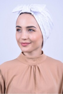 Bonnet Nœud Dentelle Blanc - Hijab