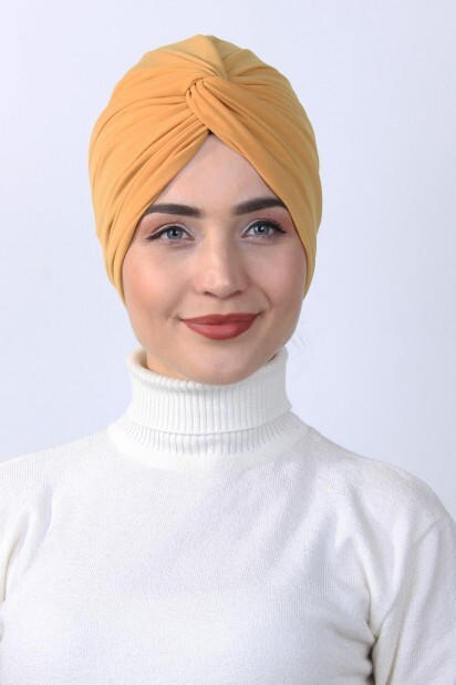 عقدة بونيه أصفر خردل - Hijab