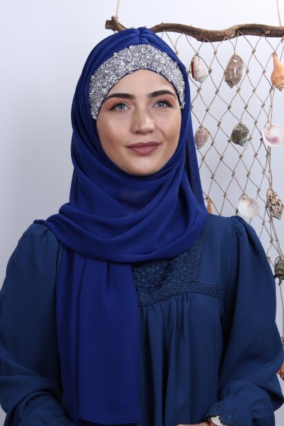 Stone Design Bonnet Châle Sax - Hijab