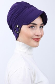 Buckled Hat Bonnet Purple - 100285190 - Hijab