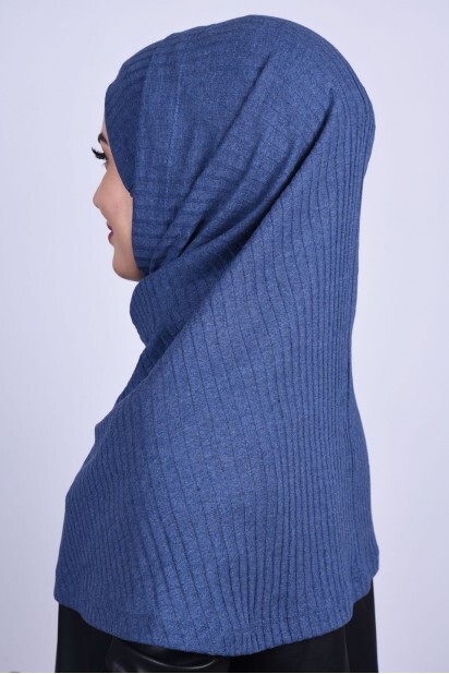 Cross Bonnet Knitwear Hijab Indigo