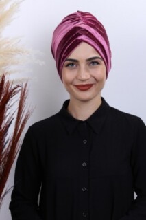 Velvet 3-Striped Bonnet Dried Rose - 100283005 - Hijab