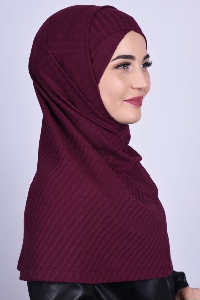 Cross Bonnet Knitwear Hijab Claret Red