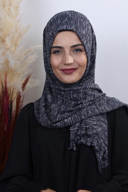 Tricot Hijab Pratique Châle Marine Melange - Hijab