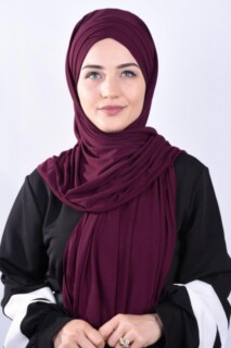 شال جاهز 3 خطوط ممشط برقوقي - Hijab
