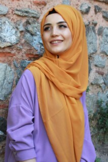 Châle Mousseline Uni Jaune Moutarde - Hijab