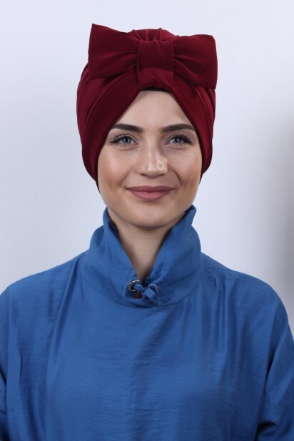 Bowtied Double-Sided Bonnet Claret Red