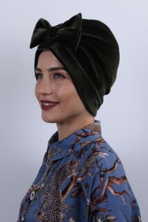 Velvet Bow Bone Khaki Green - 100283028 - Hijab
