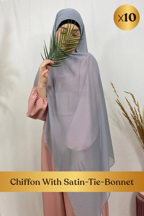 Chiffon With Satin-Tie-Bonnet - 10 pcs in Box 100352676