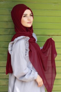 Plain Chiffon Shawl Claret Red - 100285447 - Hijab