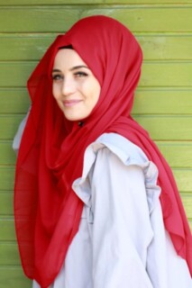 Plain Chiffon Shawl Red - 100285456 - Hijab