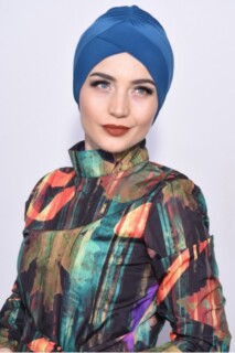 طاقية حمام السباحة أزرق بترولي - Hijab