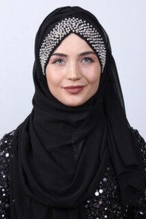 Stone Bonnet Design Châle Noir - Hijab