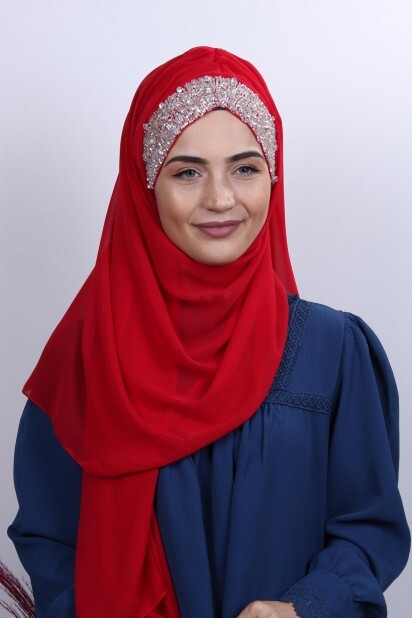 Stone Design Bonnet Châle Rouge - Hijab