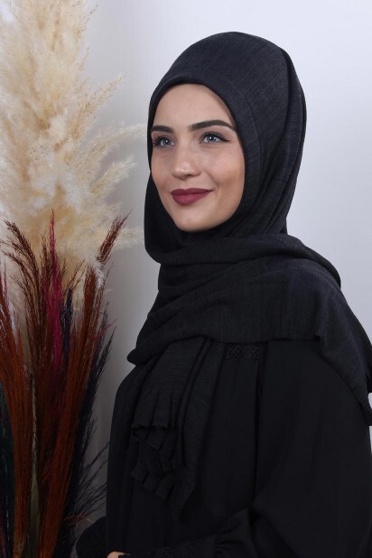 Knitwear Practical Hijab Shawl Black-Navy
