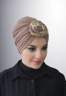 قبعة دونات جاهزة الصنع ملونة - كراميل - Hijab