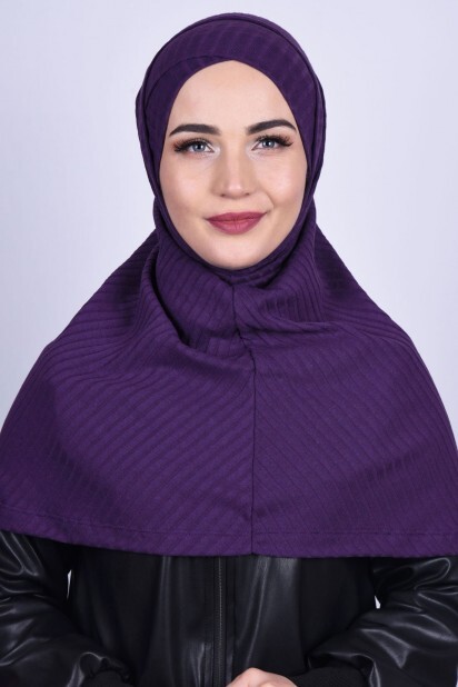 Cross Bonnet Knitwear Hijab Purple - 100285229 - Hijab
