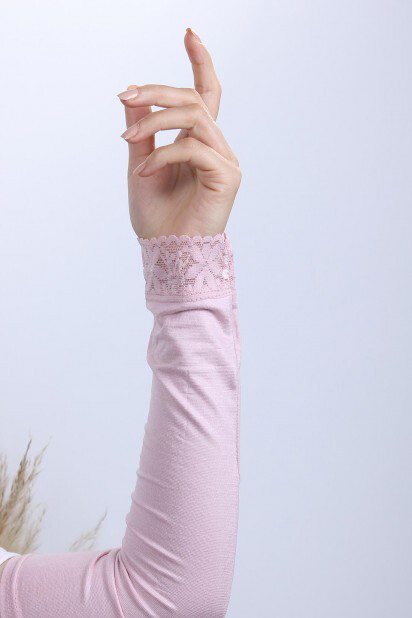 Lacy Sleeves Powder Pink