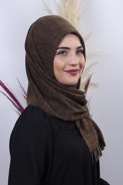 Knitwear Practical Hijab Shawl Brown Melange