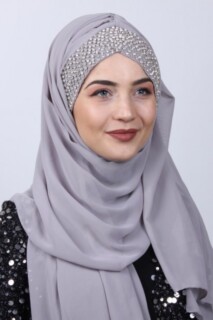 Stone Bonnet Design Châle Gris - Hijab