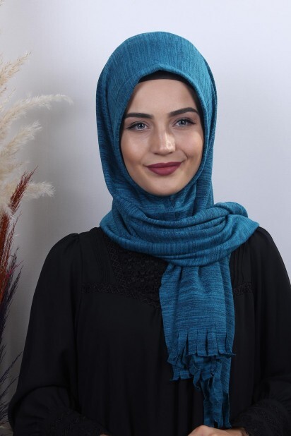 Knitwear Practical Hijab Shawl Petrol Blue - 100282923 - Hijab