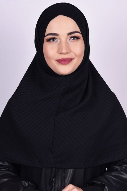 Cross Bonnet Tricots Hijab Noir - Hijab