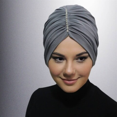 Shirred Stone Bonnet-Grey - 100285743 - Hijab