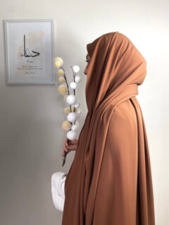 Shawl - Maxi Soie De Medine Marron chocolat clair - Hijab