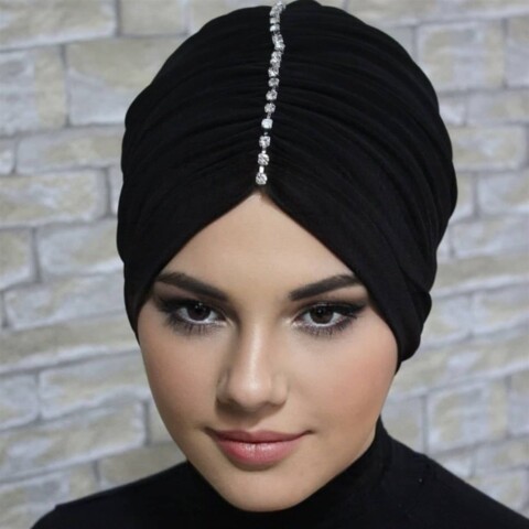 Shirred Stone Bonnet-Black - 100285740 - Hijab