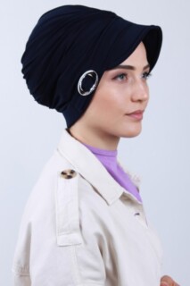 Buckled Hat Cap Navy Blue - 100285189 - Hijab