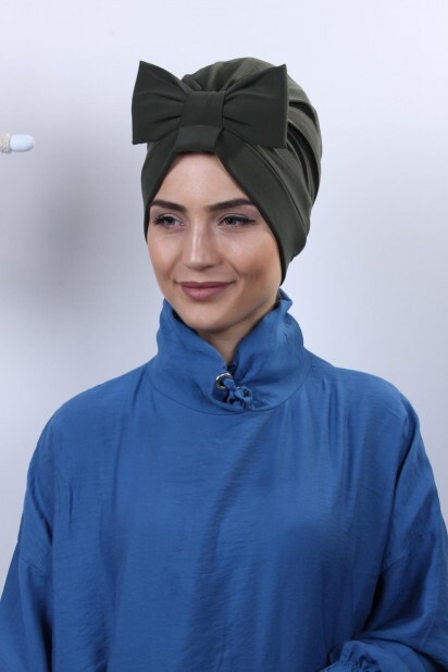 Bonnet Nœud Papillon Double Face Vert Kaki - Hijab