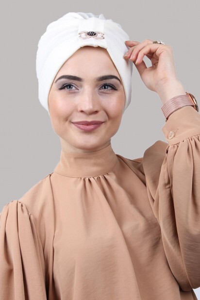 Buckled Double-Sided Bonnet Ecru - 100285171 - Hijab