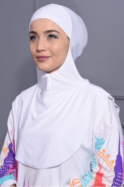 Neck Collar Hijab White