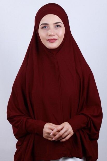 5XL Veiled Hijab Red