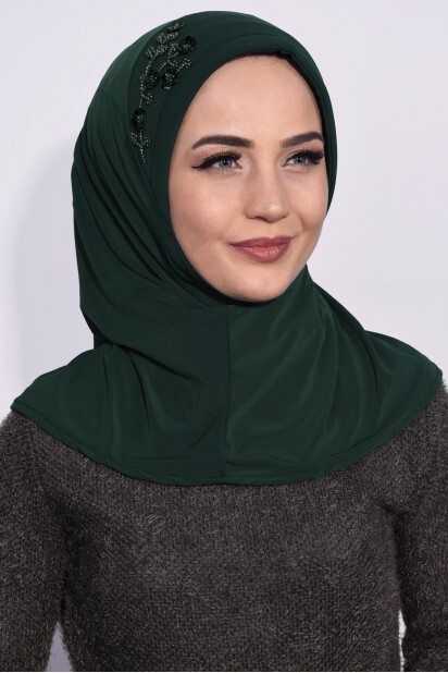 Practical Sequin Hijab Emerald Green - 100285519 - Hijab