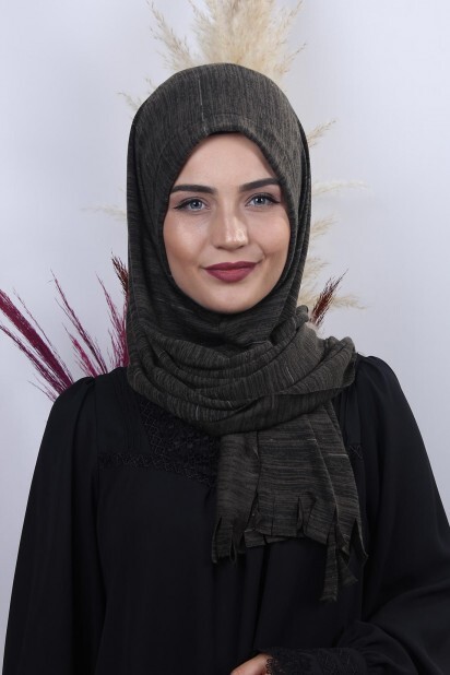تريكو حجاب عملي شال كاكي أخضر - Hijab