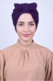 القوس الدانتيل بونيه الأرجواني - Hijab