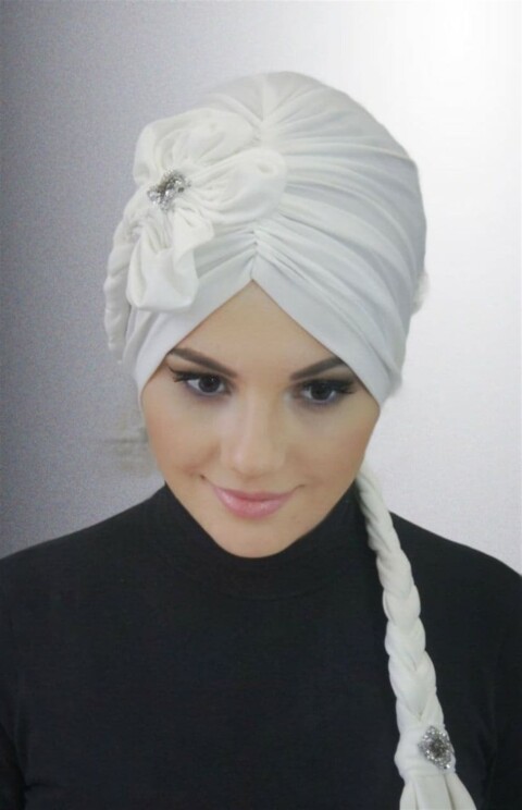 بونيه الأزهار مضفر ملون - Hijab