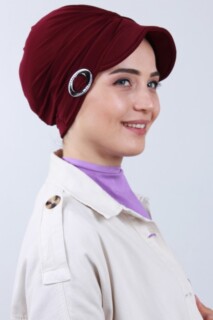 Buckled Hat Bonnet Claret Red