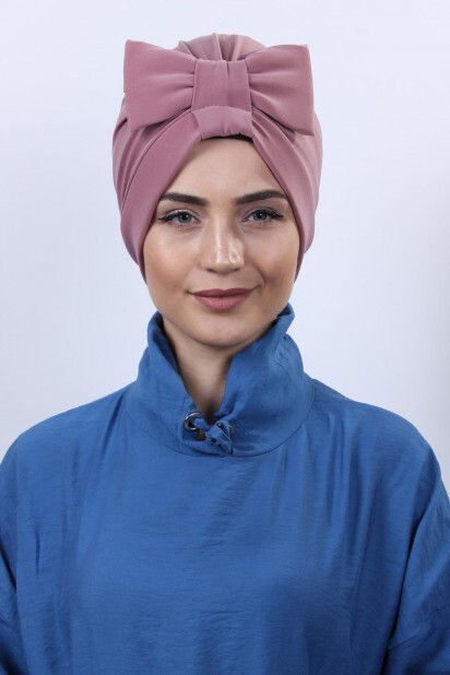 Bonnet Double Face Rose Séchée avec Noeud - Hijab