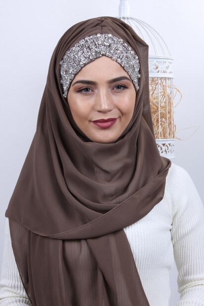 Stone Design Bonnet Shawl Mink - 100282972 - Hijab