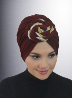 قبعة دونات جاهزة لون خمري - Hijab