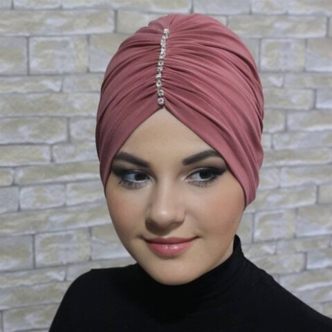 Shirred Stone Bonnet-Dried Rose - 100285744 - Hijab