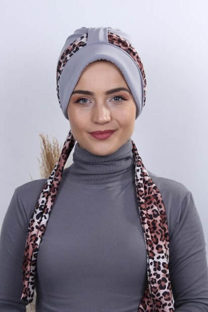 Scarf Hat Bonnet Gray - 100284985 - Hijab