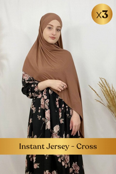 Hijab jersey premium, prêt à nouer, bandeau croisé intégré - en box 3 pièces - Hijab